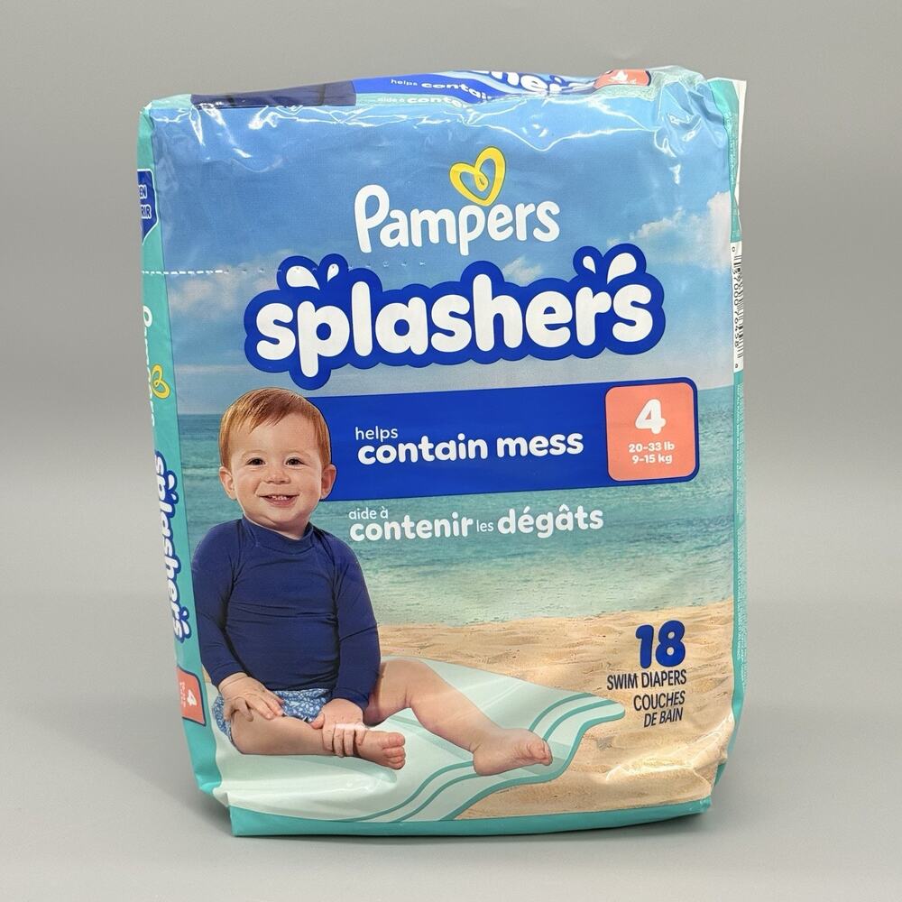 Pampers Splashers Disposable Swim Size Diapers Size 4 (20-33LBS) 18-Pack